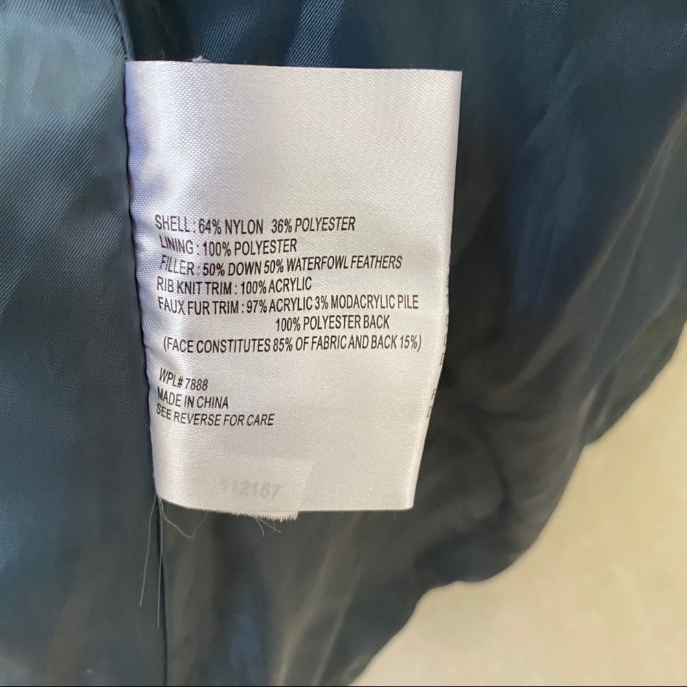 Miss Sixty metallic teal down parka hooded coat S - Picture 6 of 8